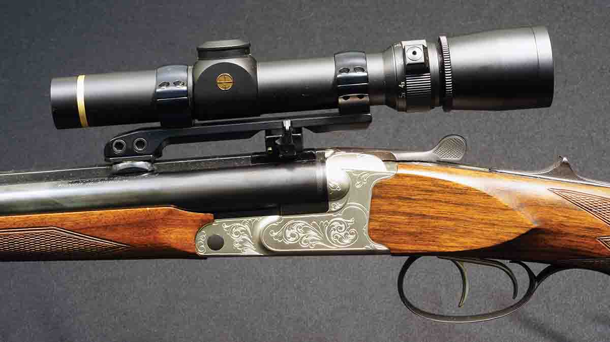 This is typical modern machine-applied “engraving” on a Krieghoff double rifle from the 1990s. It serves little practical purpose and, being identical to every other rifle of this grade, has absolutely no individuality.